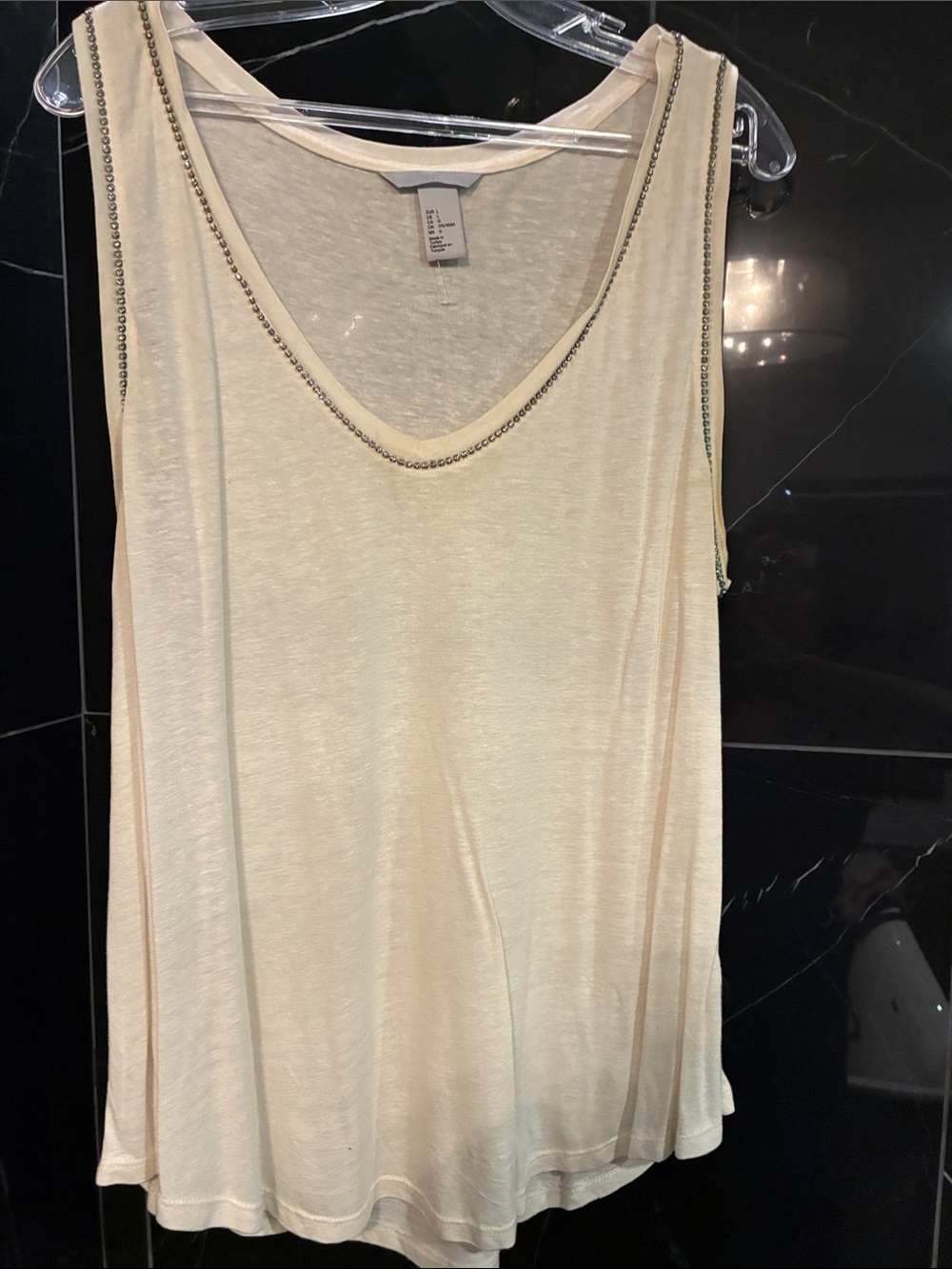 H&M Cream Beaded Scoop Neck Camisole